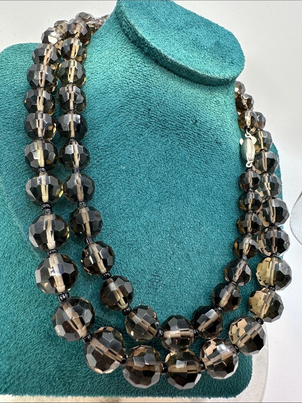MCM Opera Length Smoky Quartz Graduated Necklace TESTED